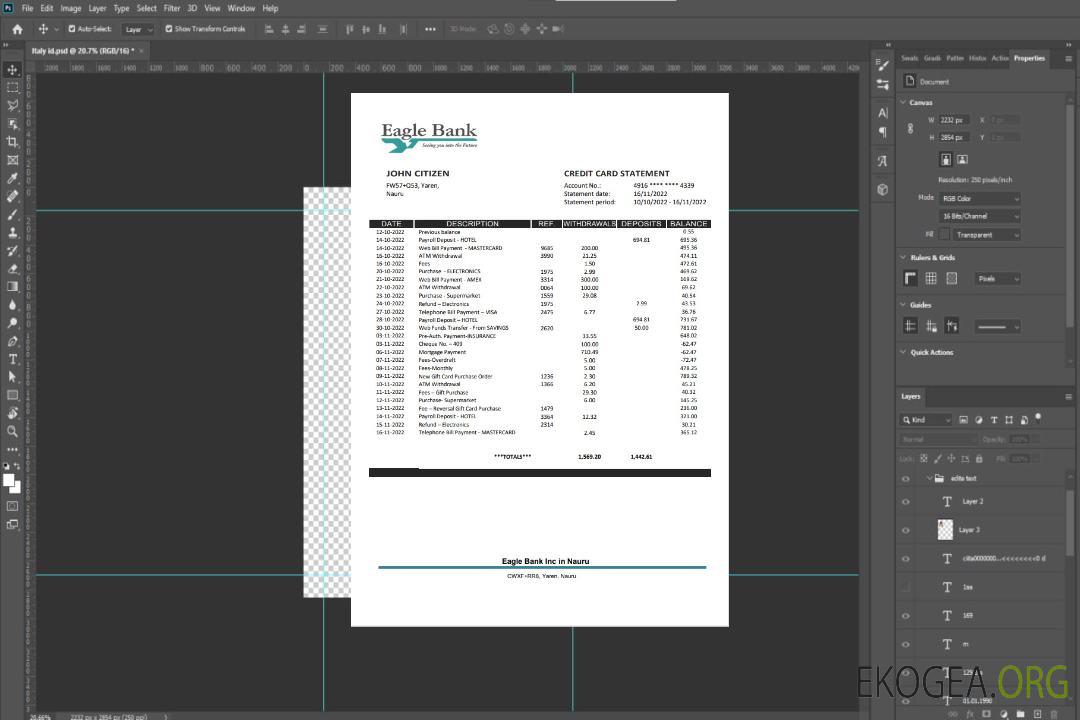 Relevé de la Nauru Eagle Bank template Relevé de la Nauru Eagle Bank template